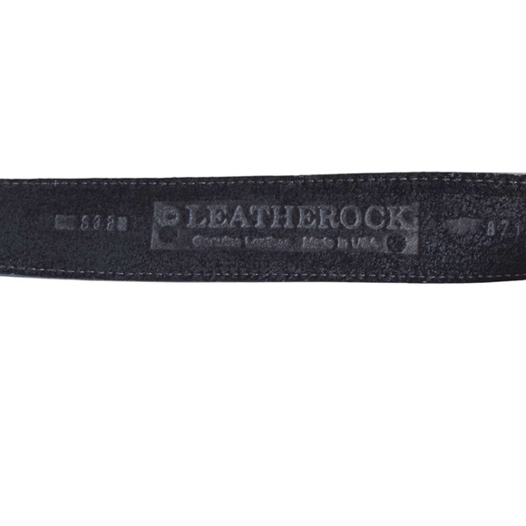 Leatherock Black Leather Belt Round Crystal Studded Buckle main image 5